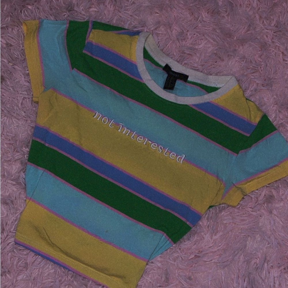 ‘Not Interested’ Colorful cop top, perfect fit.